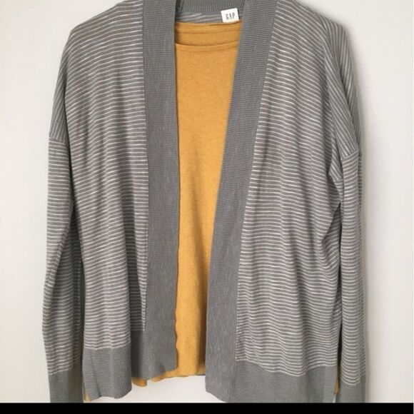 Gap Cardigan xs long sleeve duster layer long sleeve top stripe womens gray top - Picture 8 of 13